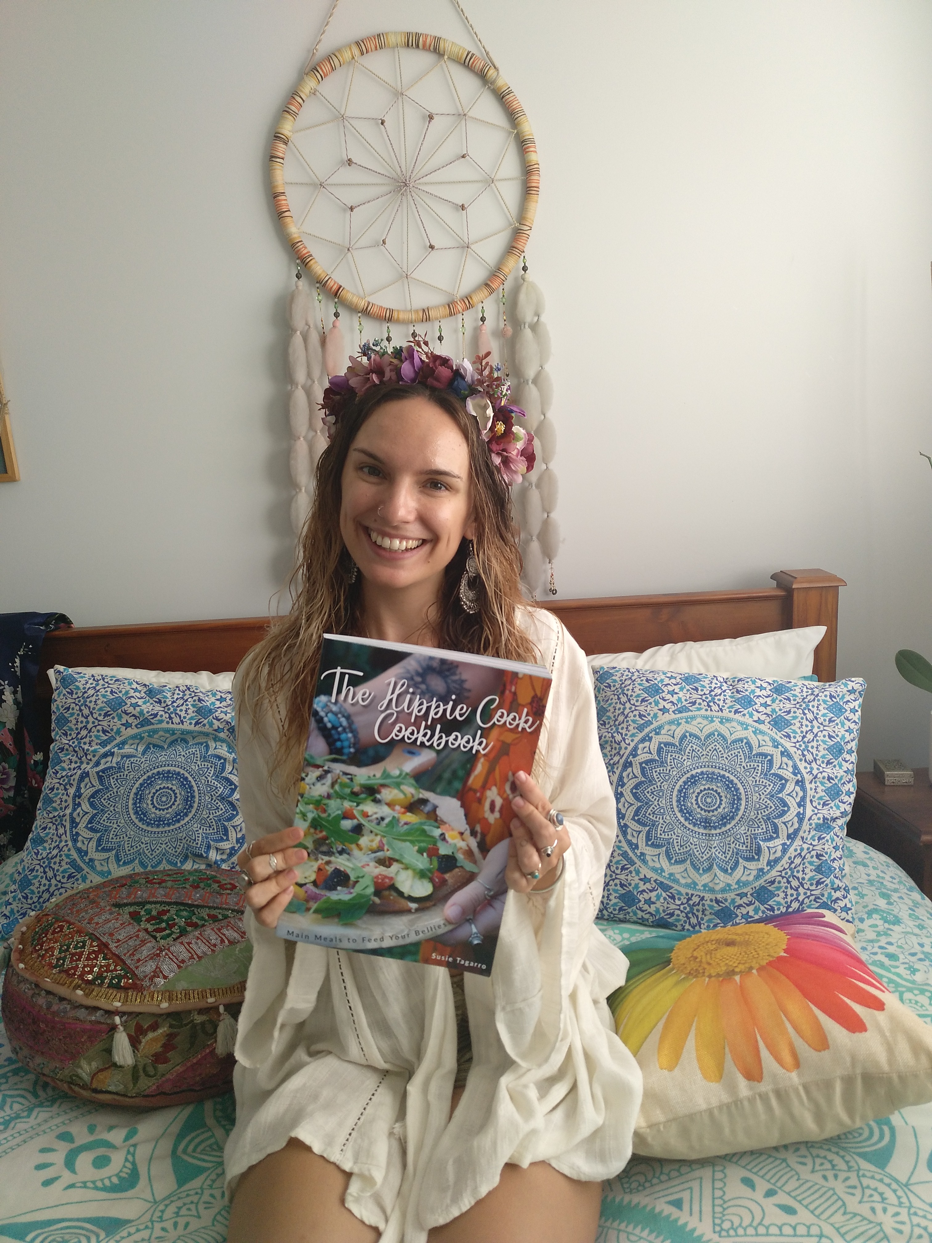 The Hippie Cook with her The Hippie Cook Cookbook
